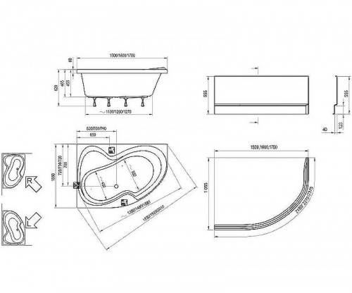Акриловая ванна Ravak Rosa II 170х105, асимметричная правая, белая фото 3