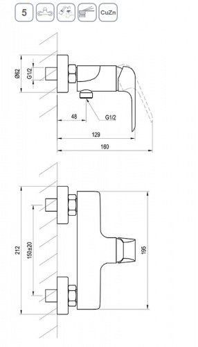 Смеситель для душа Ravak Flat, черный, X070177 фото 3