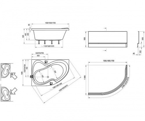 Акриловая ванна Ravak Rosa II 170х105, асимметричная левая, белая фото 3