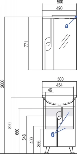 Тумба AQUATON Панда 50 белая, с раковиной Акватон фото 3