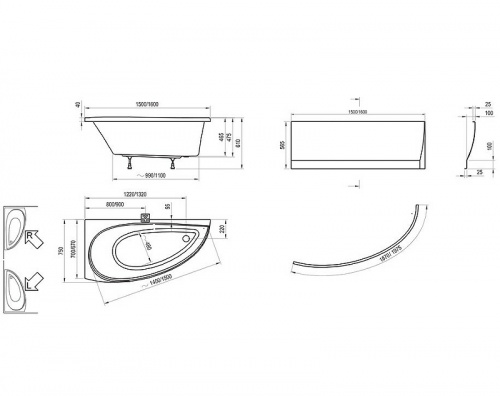 Акриловая ванна Ravak Avocado 150х75, асимметричная левая, белая фото 4